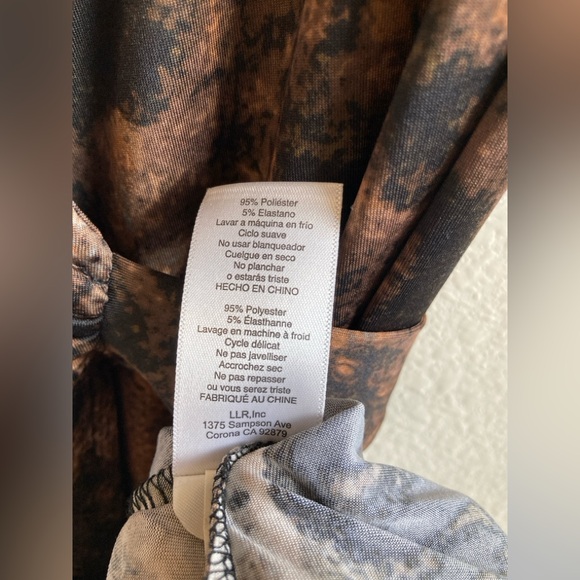 LuLaRoe Brown and Black Patterned Michelle Wrap Dress - Picture 6 of 8